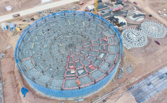 邦普宜化項目標(biāo)志性建筑“鳥巢”初具雛形！